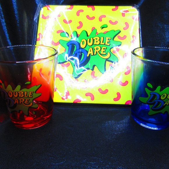 Nickelodeon Double Dare Shot Glass & Coaster Set Nick Box EXCLUSIVE Spring 2021 - Picture 1 of 8